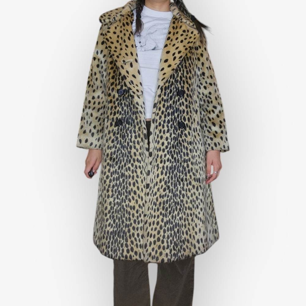 Vintage 60s/70s Faux Leopard Print Swing Coat 🖤 - Picture 5 of 12